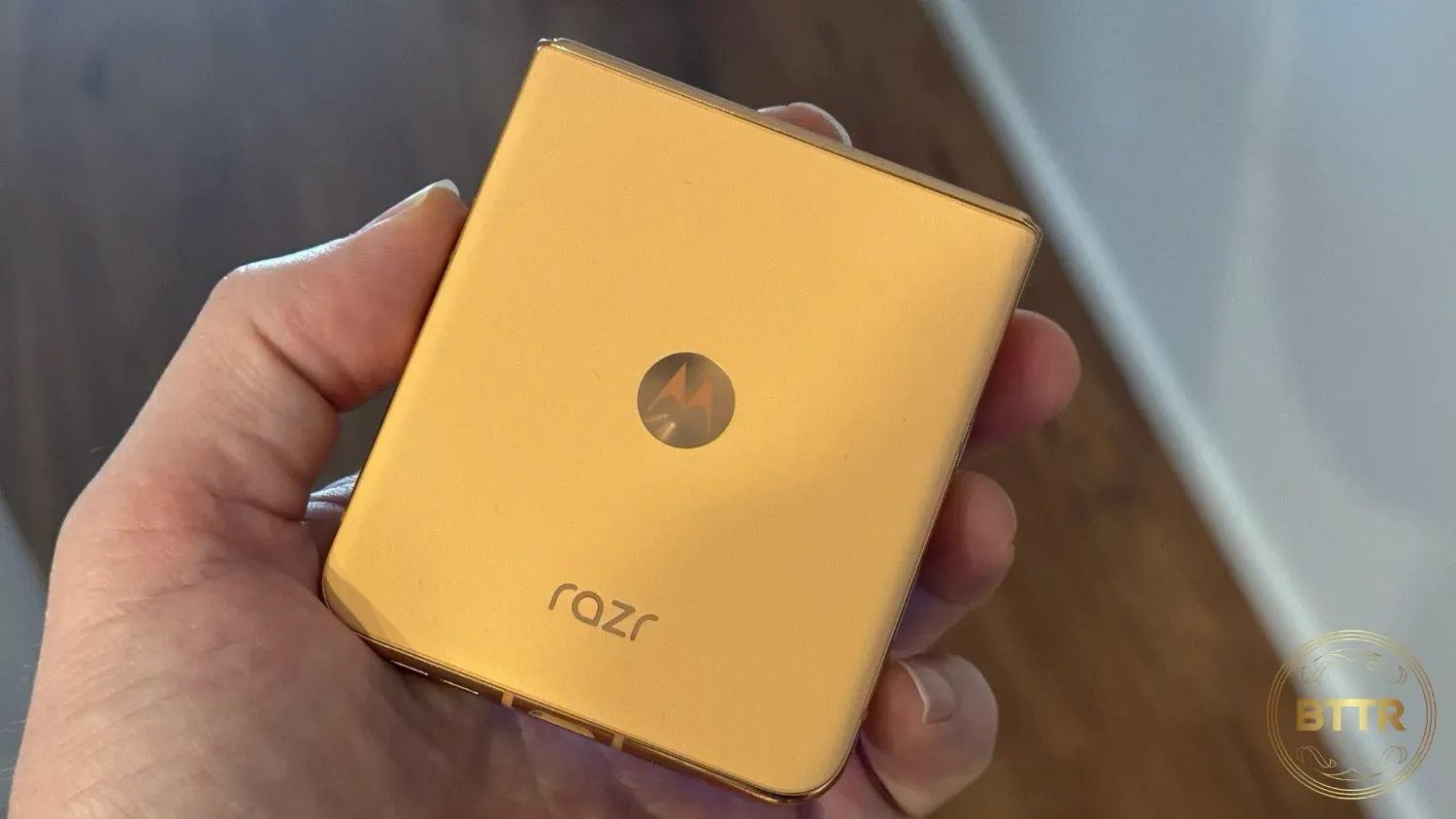 The back of the RAZR 50 Ultra in my hand