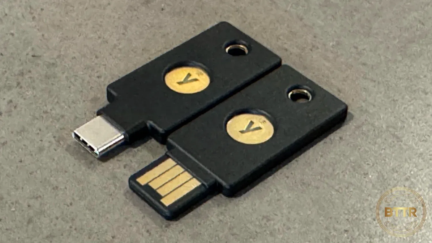 The two models of the Yubico Security Key NFC