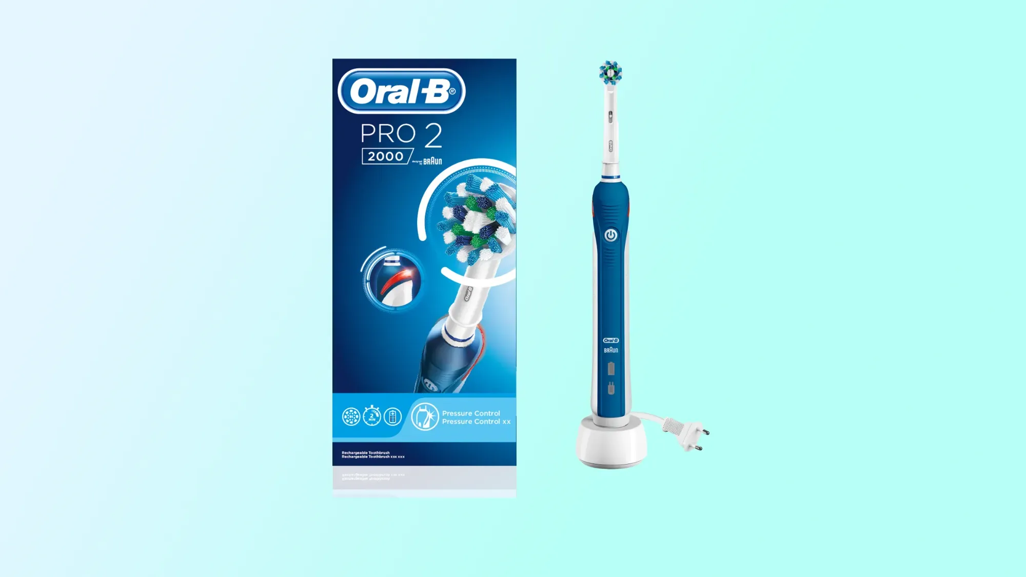 Oral-B Pro 2 2000 on a gradient background