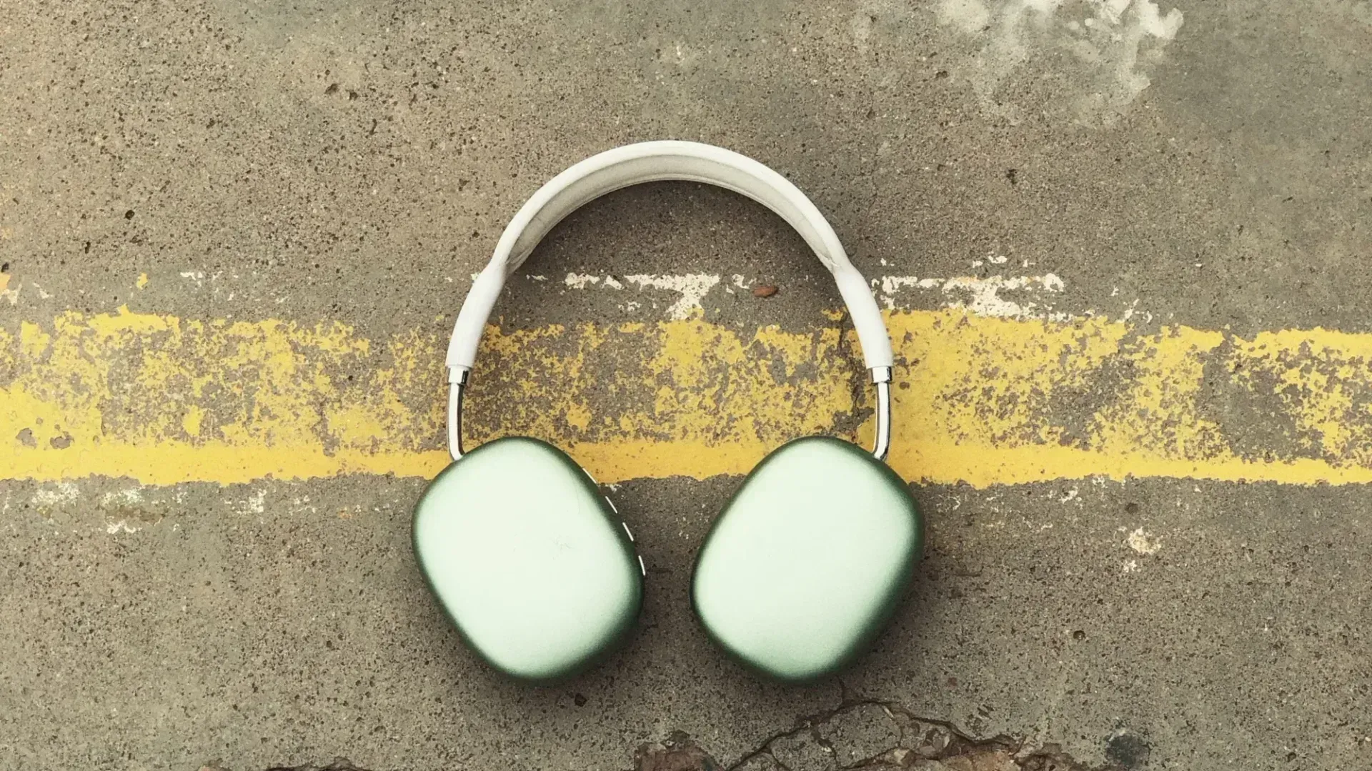 A pair of headphones on the road