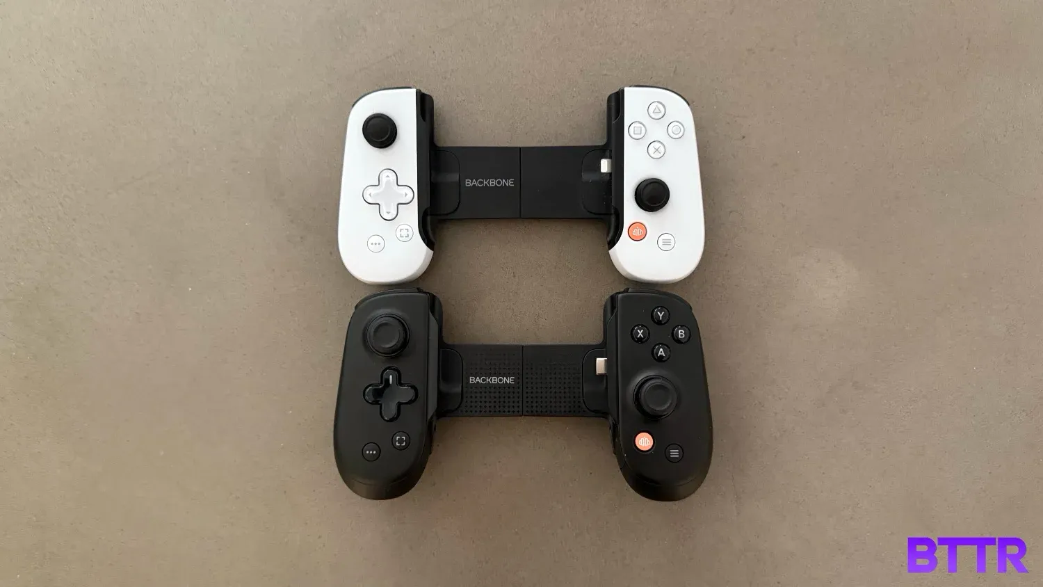 The top down view of the Backbone One (top) and Backbone Pro (bottom) show how similar they are in size.