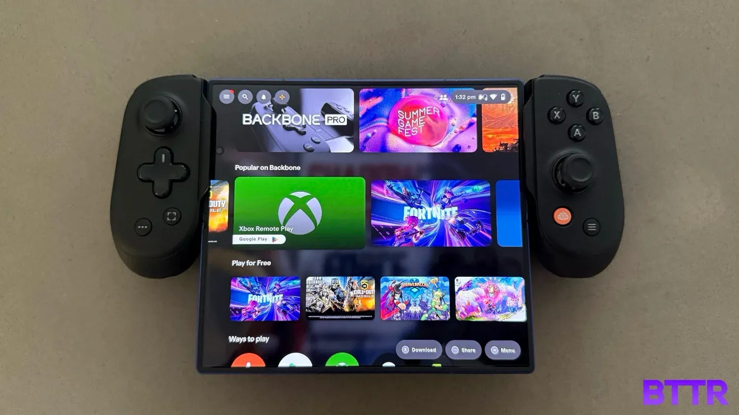 The Backbone app running on the Galaxy Z Fold7