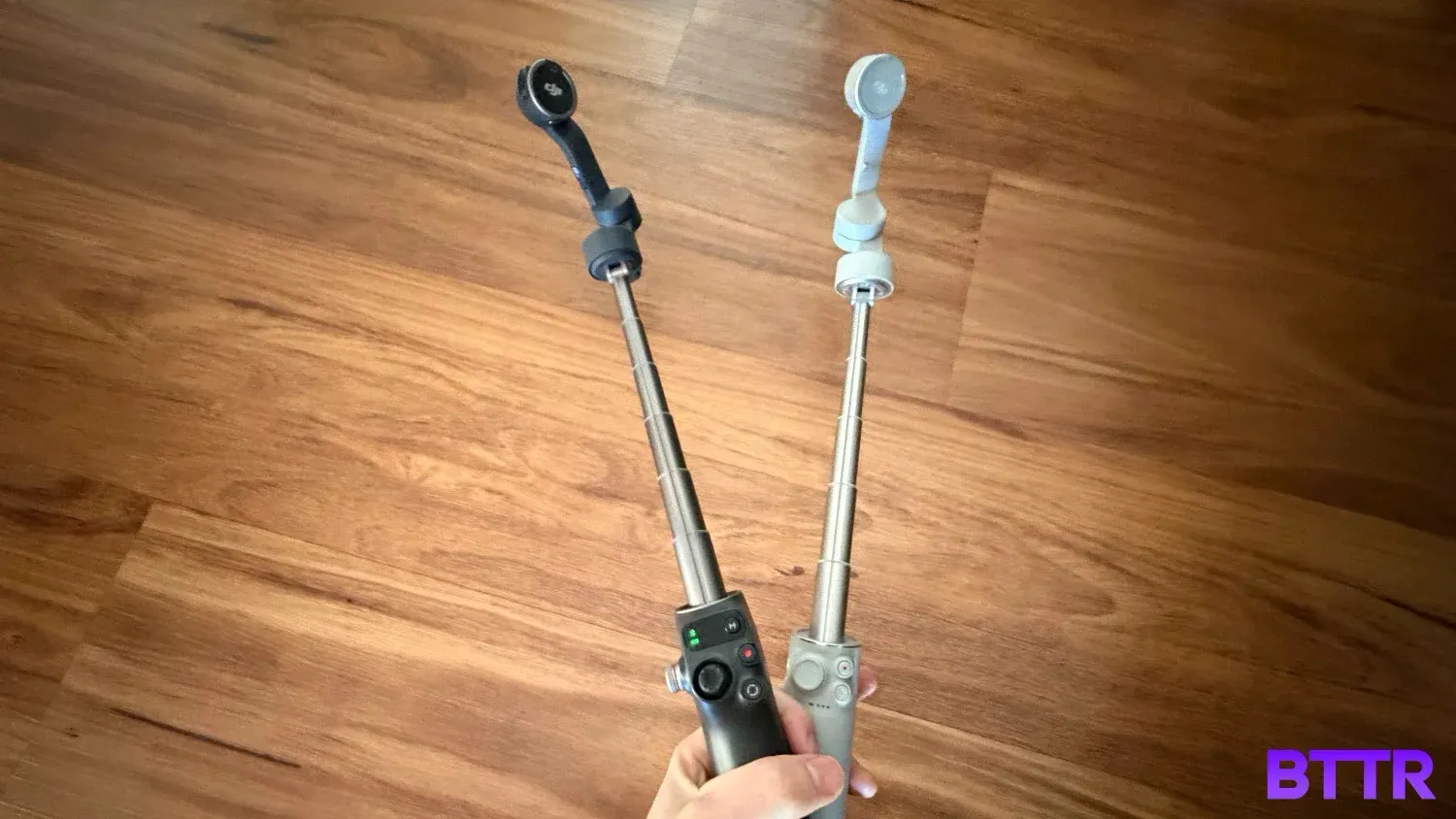 The DJI Osmo Mobile 8 (left) and Osmo Mobile 5 (right)