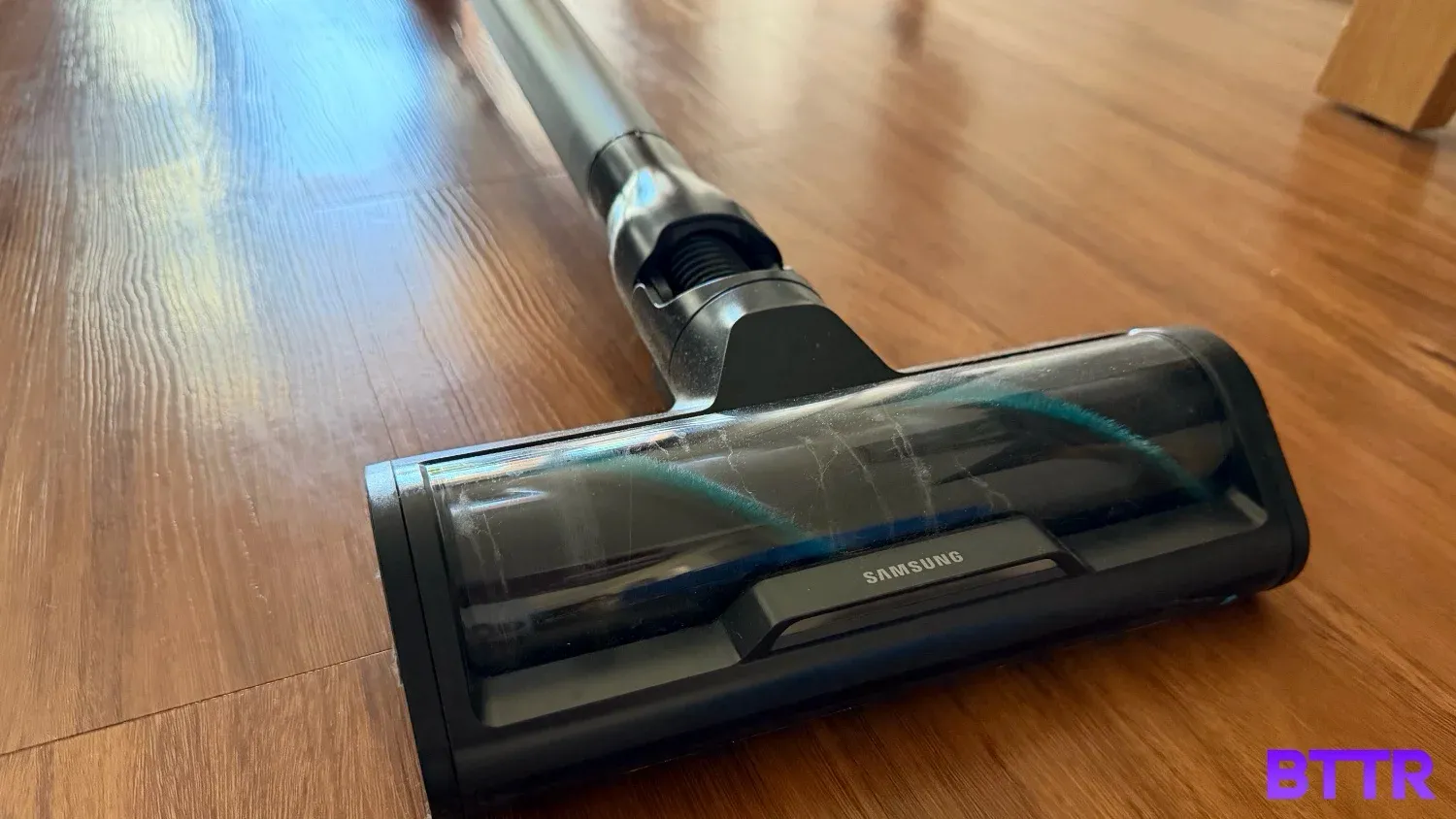 The dual brush head of the Samsung Bespoke AI Jet Ultra stick vacuum
