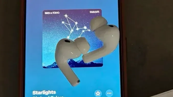 The AirPods on an iPhone screen