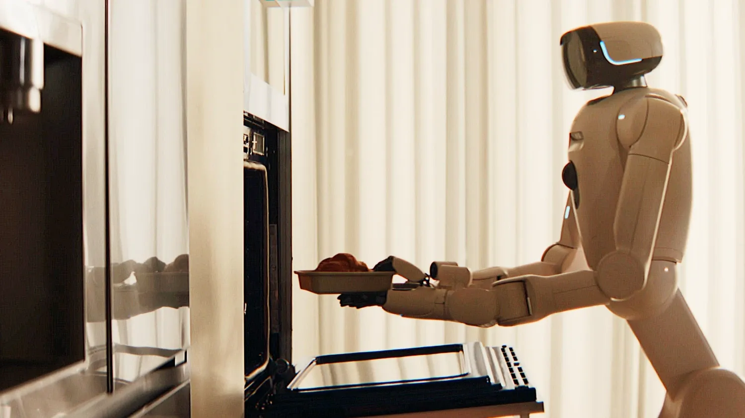 LG's CLOiD robot putting something in the oven