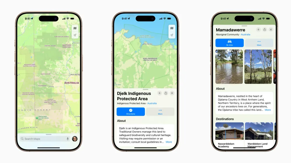 Apple has updated Apple Maps in Australia and New Zealand to better represent Indigenous lands