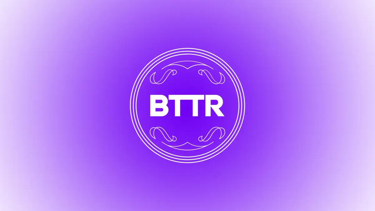 The BTTR logo in white on a yellow gradient background