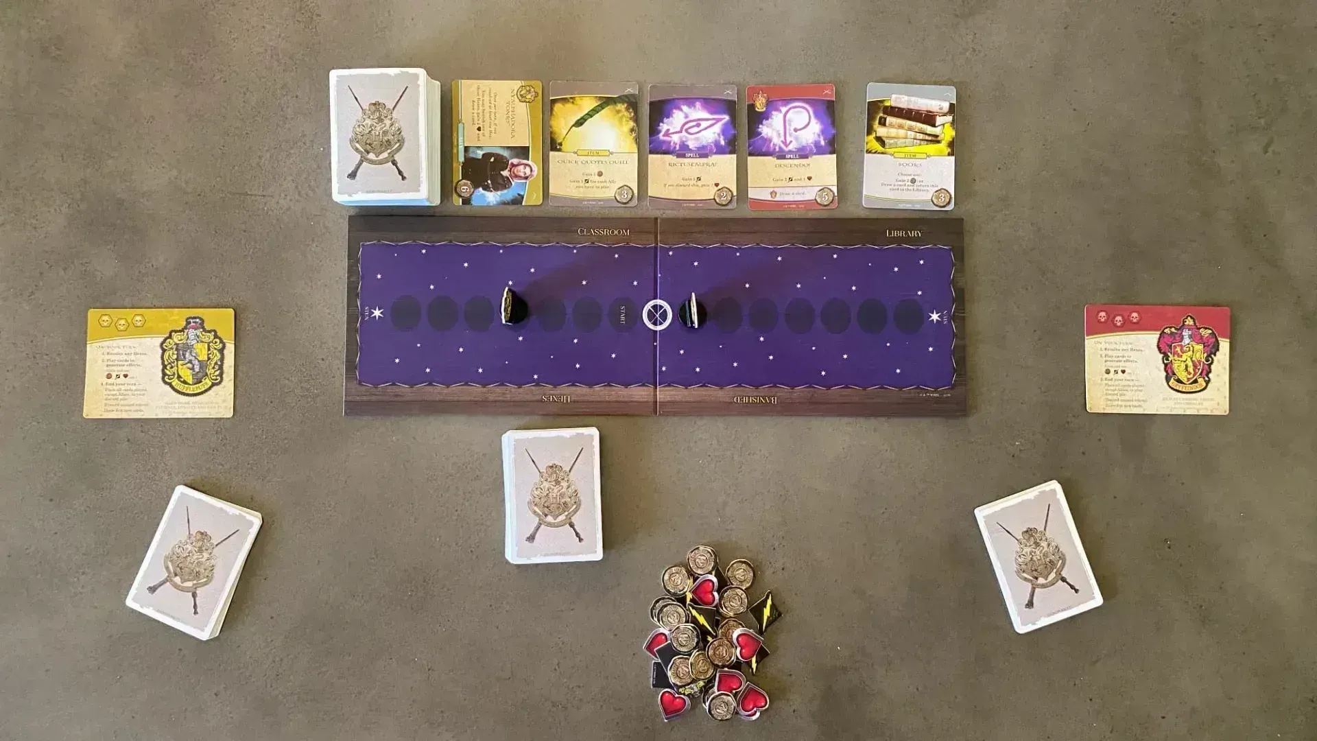 The Defence Against the Dark Arts game board set up