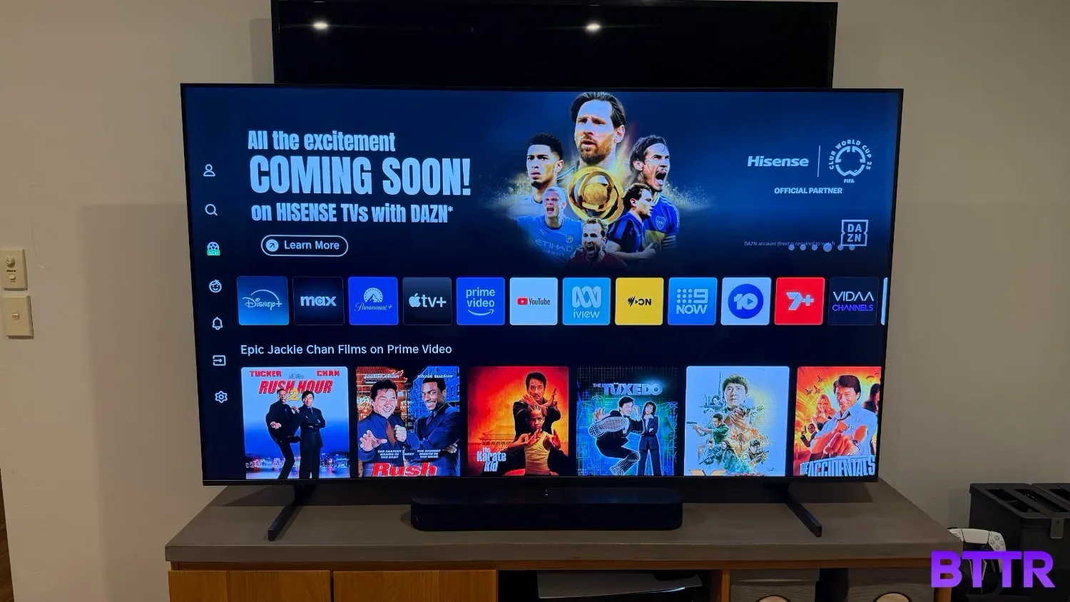 The Vidaa UI on the 75-inch Hisense U6QAU Pro display