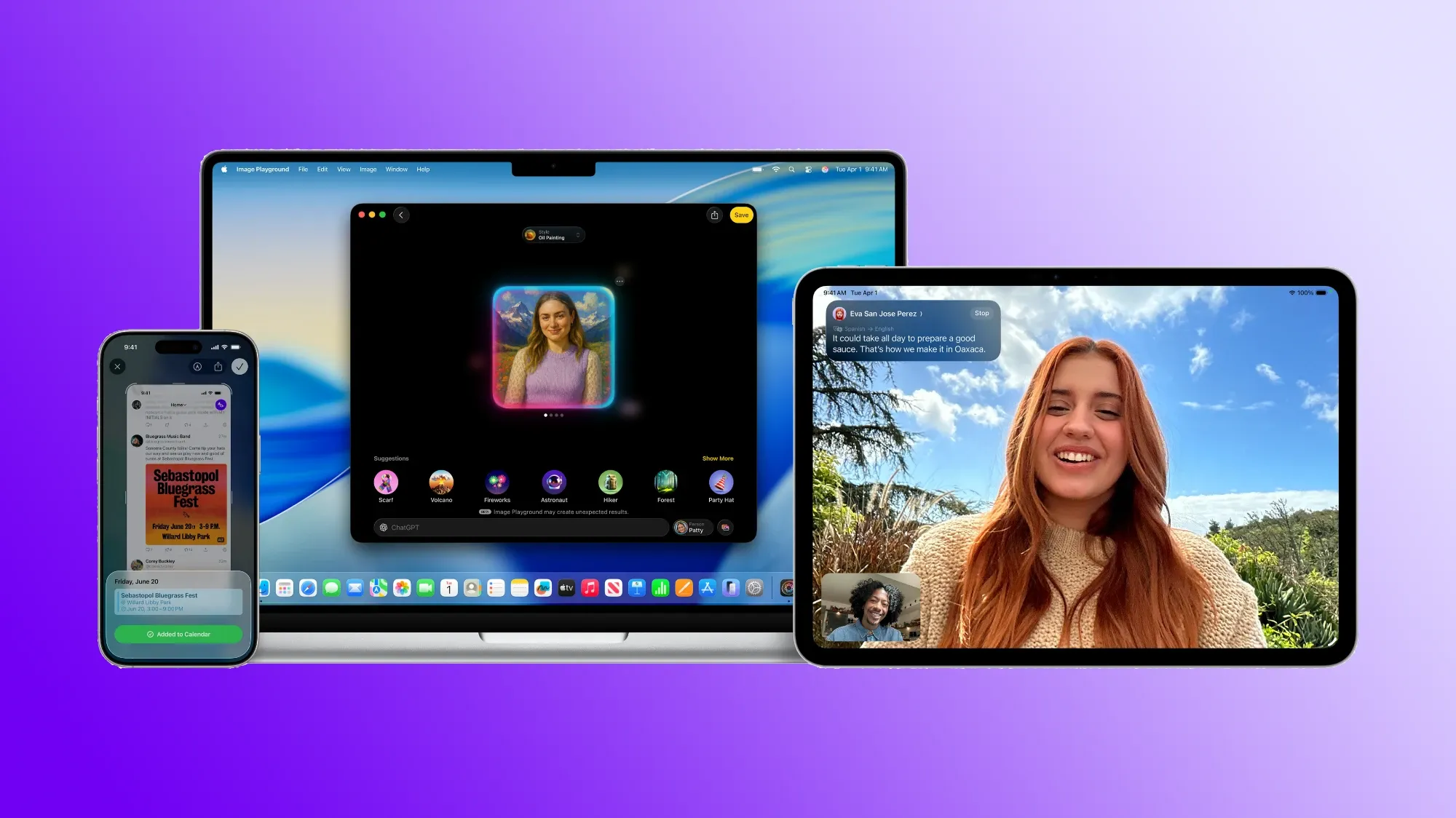 Apple Intelligence features on a series of apple devices from WWDC