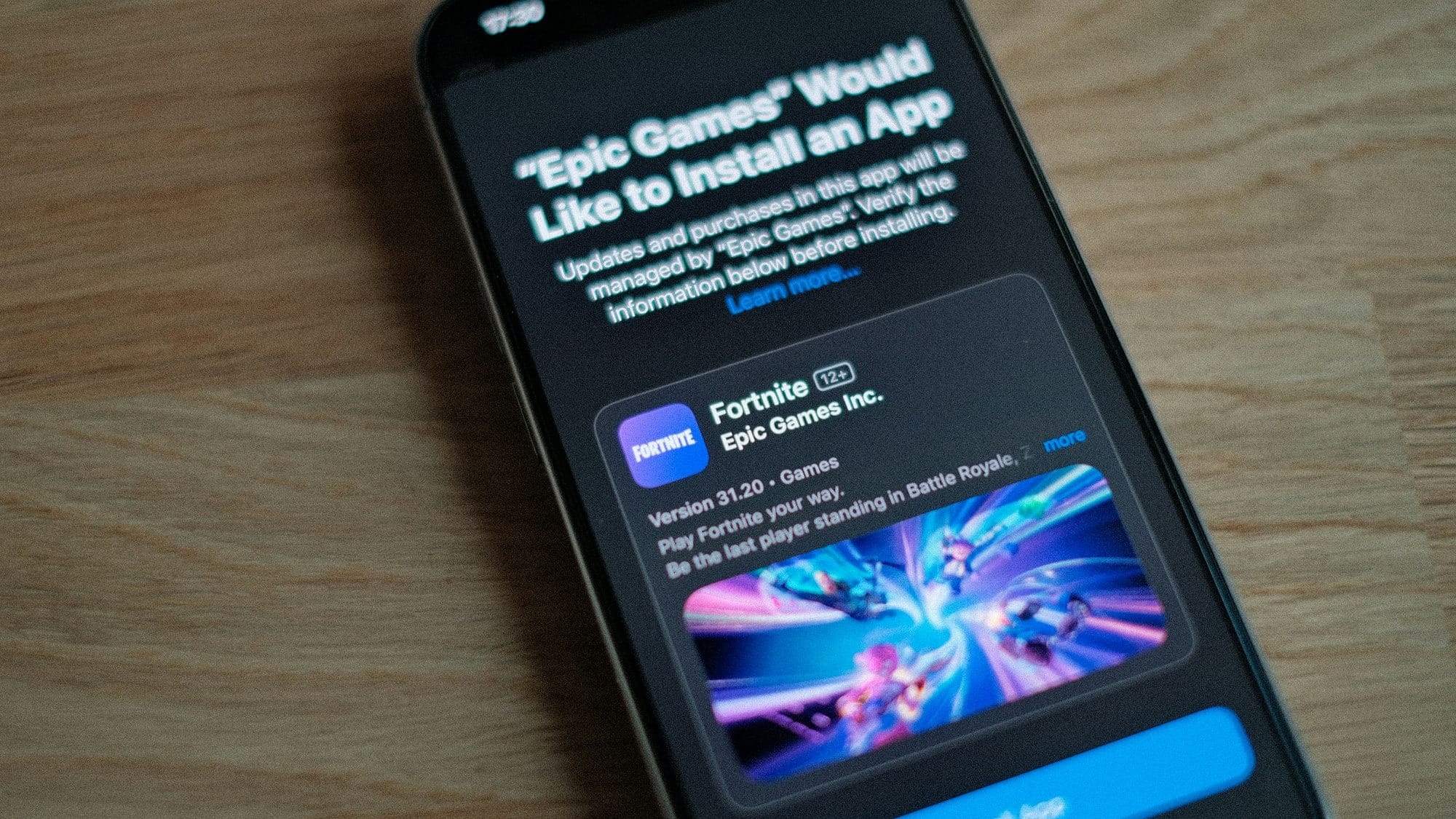 Epic Games installer on iOS 