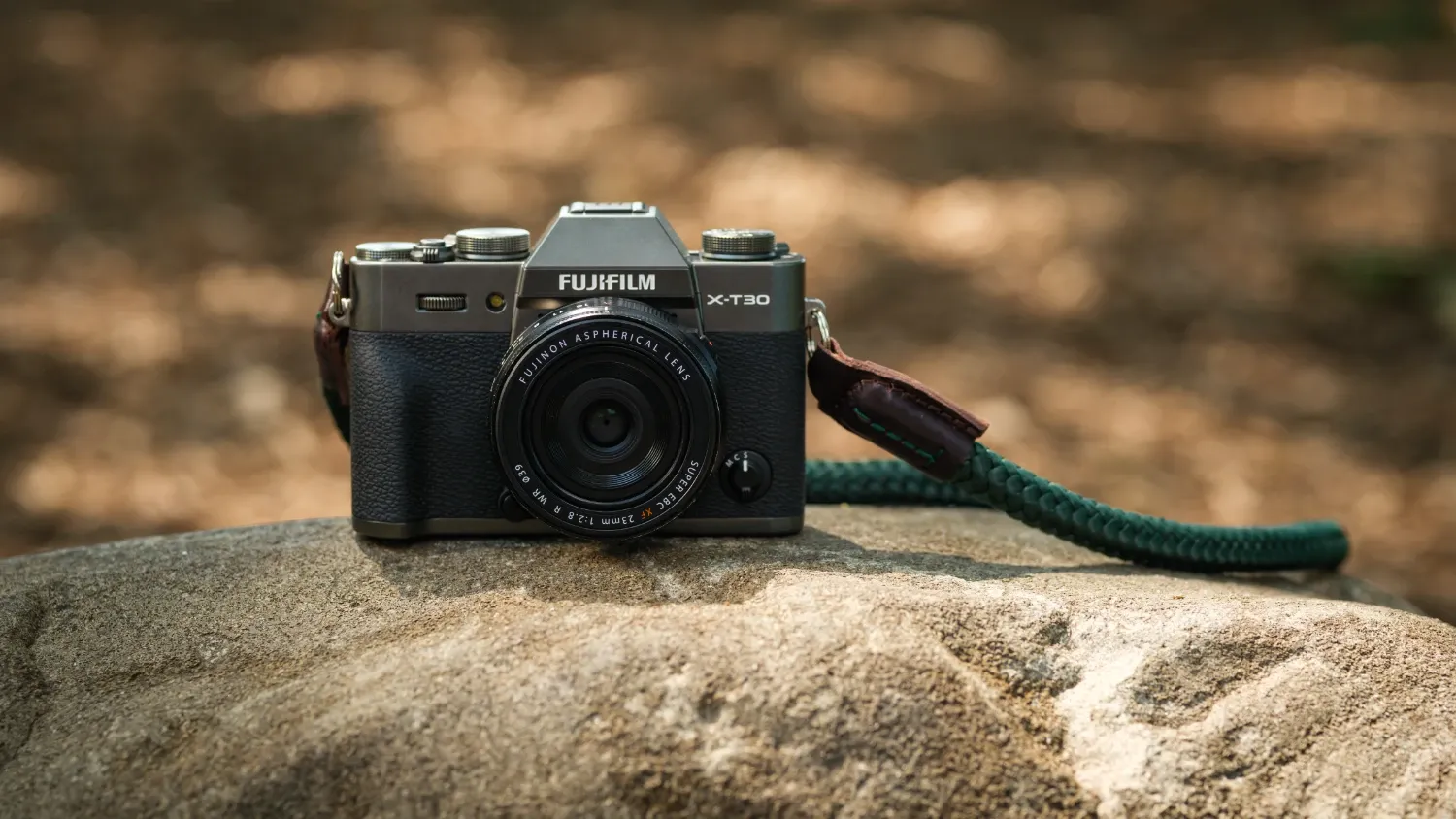 The new Fujifilm X-T30 III on a rock