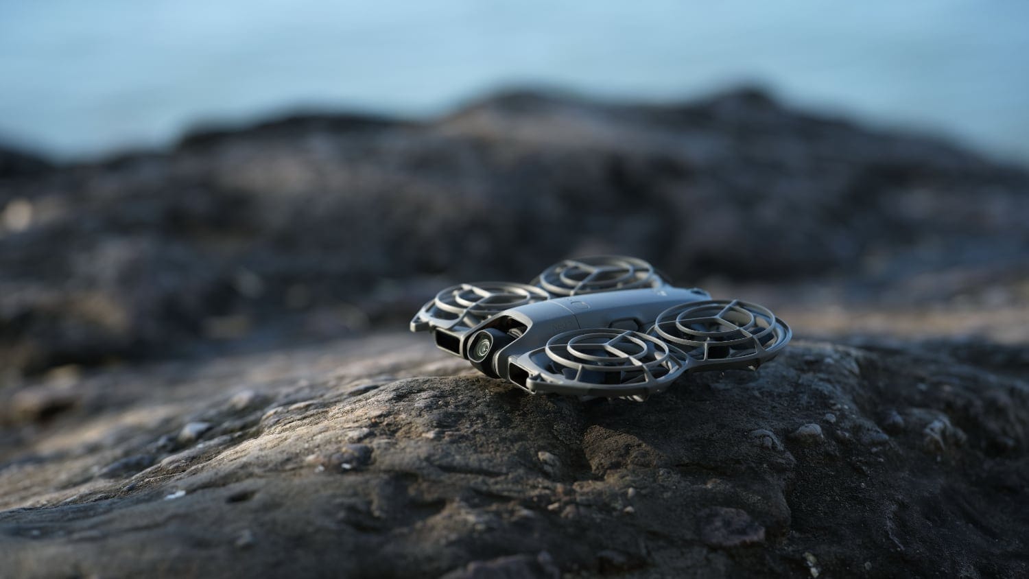 The DJI Neo 2 on a rock