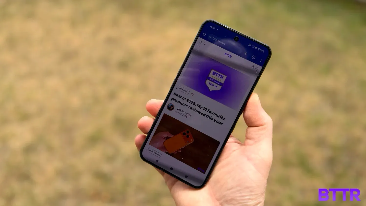 Browsing BTTR.reviews on the Nothing Phone (3)