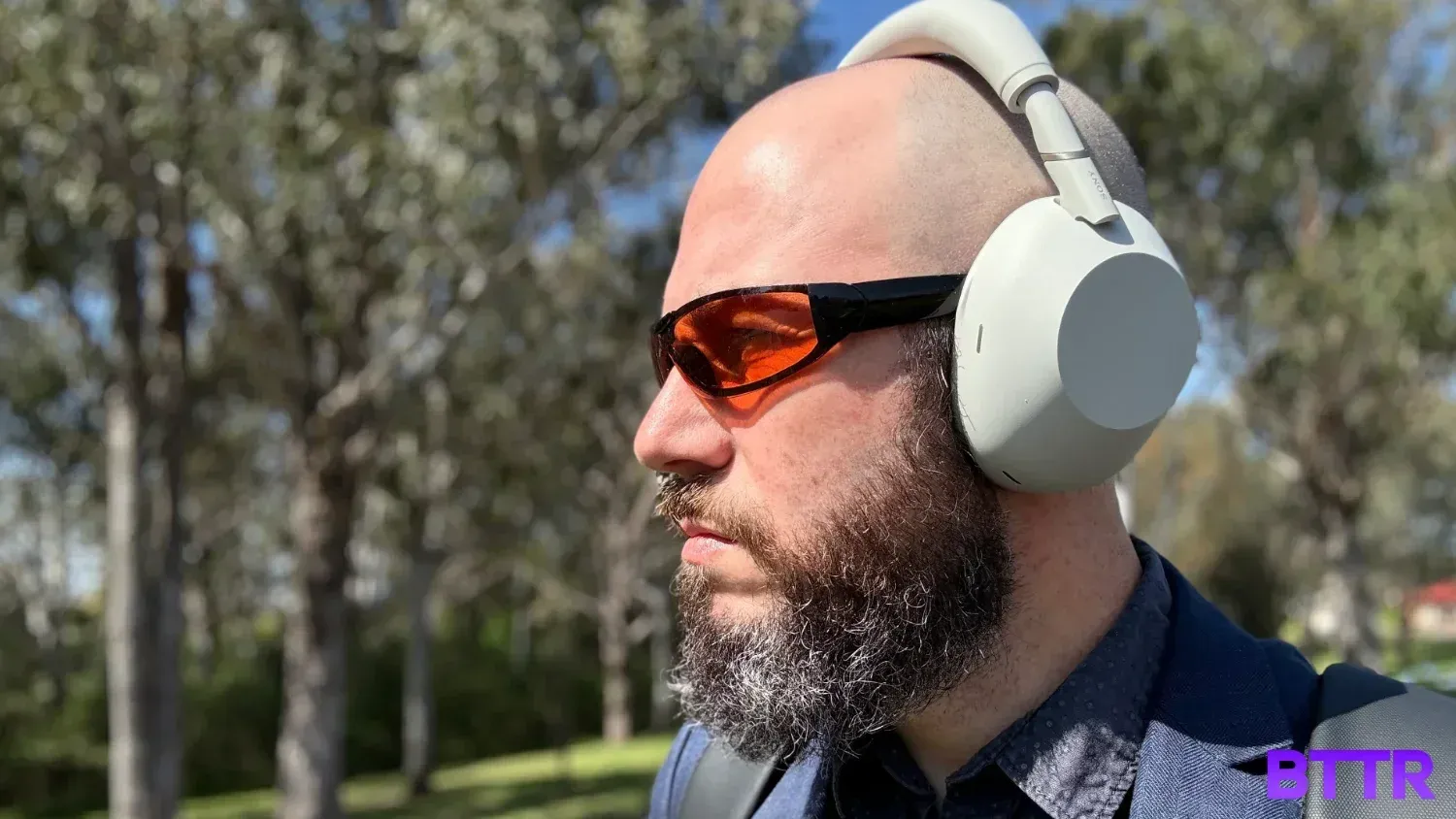 Me wearing the Sony WH-1000XM6 noise cancelling headphones 