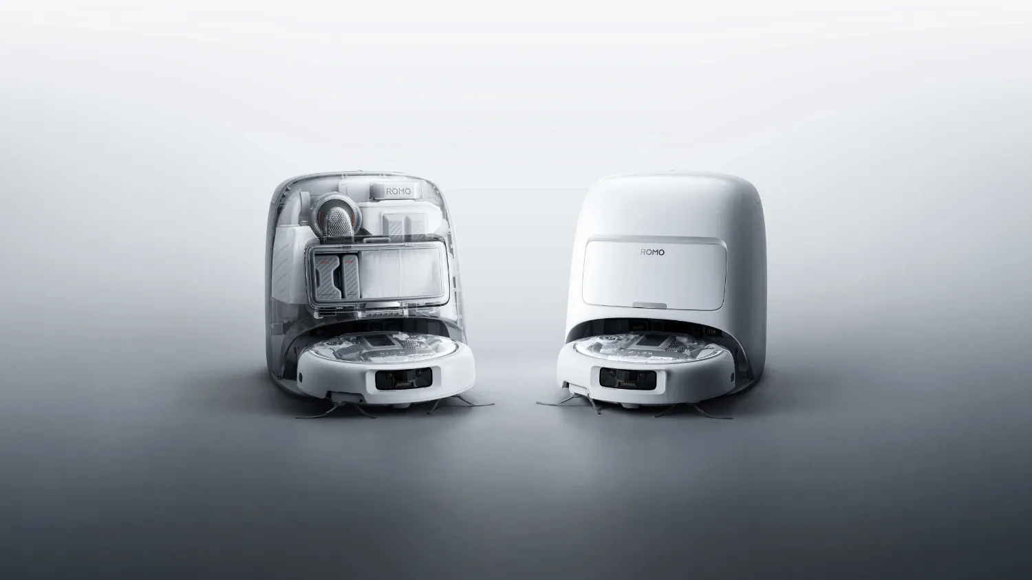 The DJI ROMO P and ROMO A on a white and grey background