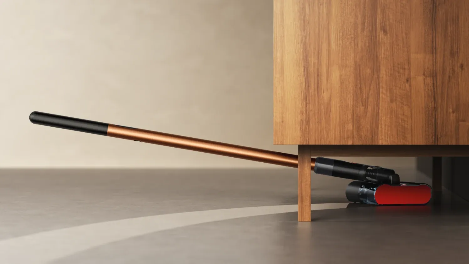 the pencilwash cleaning under a dresser