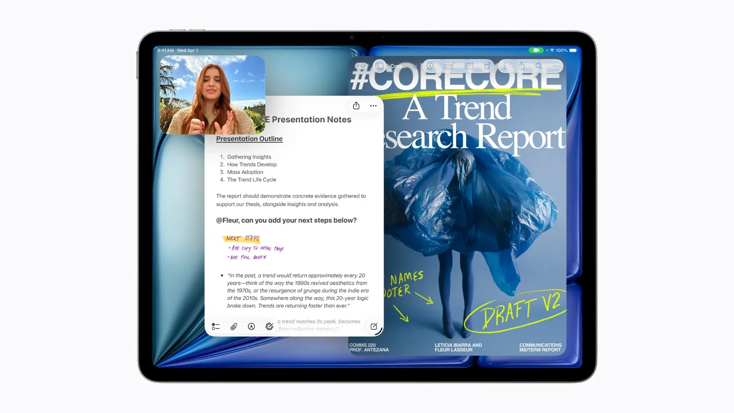the new iPad air, demonstrating multitasking