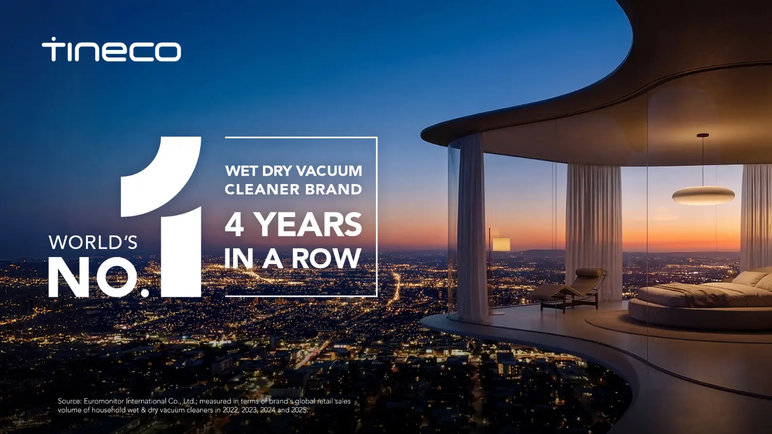 An image supplied by Tineco highlighting its spot as the number one wet/dry vacuum brand globally for the 4th year