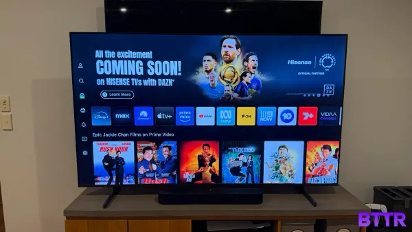 The Vidaa UI on the 75-inch Hisense U6QAU Pro display