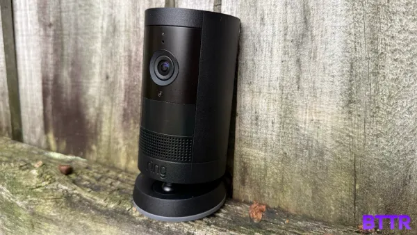 The Ring Outdoor Cam Plus on a fence