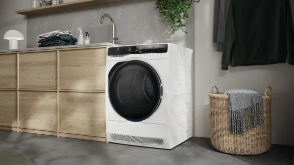 The new Electrolux 10-star energy rated heat pump dryer in all its glory, in a laundry nicer than anything I have in my home.